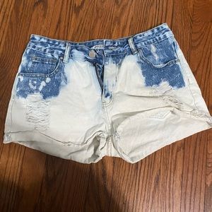 Dolls Kill bleach dyed denim shorts